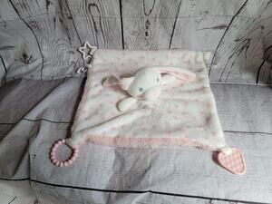 Pink White Bunny Lovey Dream Gro Soft Security Blanket 13X13 Teether Rattle
